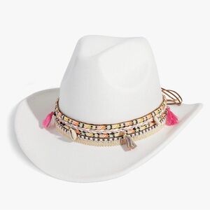 Women’s White Cowboy Hat with Pink Accents